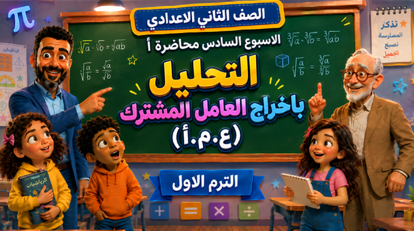 الأسبوع السادس المحاضرة ( أ ) 2ع الترم الأول 2027 (التحليل بأخراج العامل المشترك (ع . م . أ ))