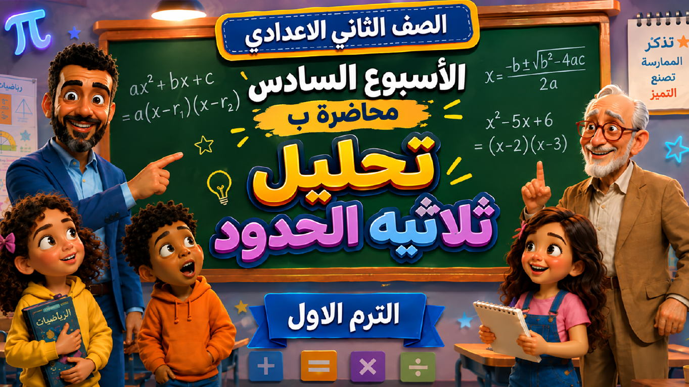 الأسبوع السادس المحاضرة ( ب ) 2ع الترم الأول 2027 (تحليل ثلاثية الحدود)