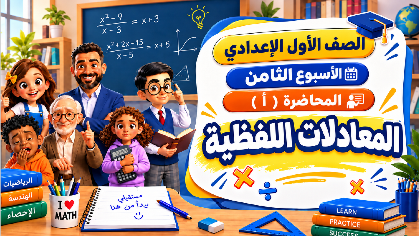 الأسبوع الثامن المحاضرة ( أ ) 1ع الترم الأول 2027 ( المعادلات اللفظية )