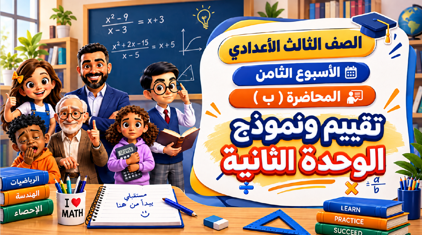 الأسبوع الثامن المحاضرة ( ب ) 3ع الترم الأول 2027 (حل تقييم و نموذج علي الوحدة الثانية)
