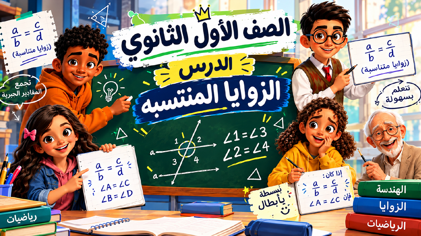 الحصة ال 8 للصف الأول الثانوي الترم الاول ( 1ث ) 2027 ( الزوايا المنتسبة )